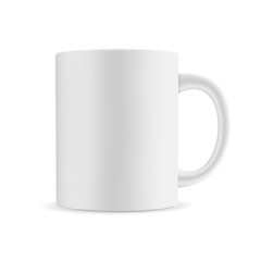 Mug mockup isolated on white background - front view. Vector illustration