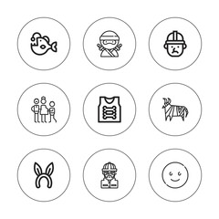 Collection of 9 outline character icons