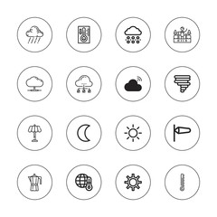 Collection of 16 outline climate icons