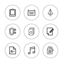 Collection of 9 outline list icons