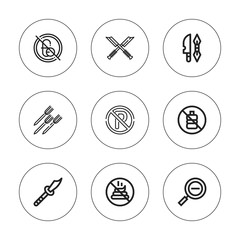 Collection of 9 outline prohibited icons