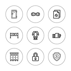 Collection of 9 outline lock icons