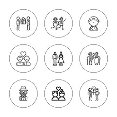 Collection of 9 outline parents icons