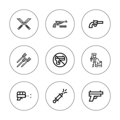 Fototapeta premium Collection of 9 outline pistol icons