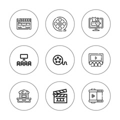 Collection of 9 outline cinematography icons