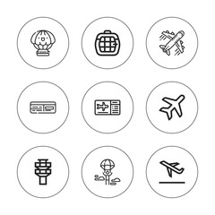 Collection of 9 outline aviation icons
