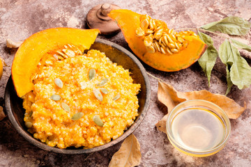 Pumpkin porridge and pumpkins