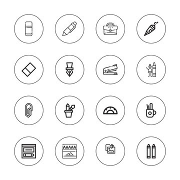 Collection of 16 outline stationery icons