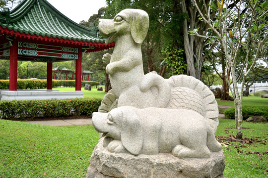 sculpture representing the zodiacal sign of the dog in Chinese calendar