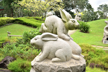 sculpture representing the zodiacal sign of the rabbit in Chinese calendar
