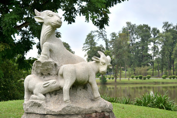 sculpture representing the zodiacal sign of the goat in Chinese calendar