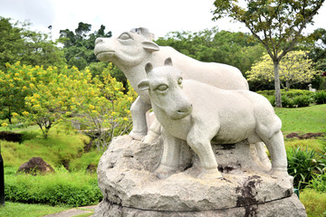 sculpture representing the zodiacal sign of the ox in Chinese calendar