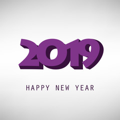 Simple Purple and Grey New Year Card, Cover or Background Design Template - 2019