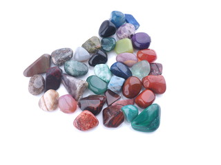 heart of colored stones on a white background