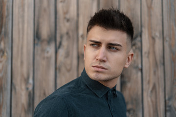 Seductive young man closeup portrait