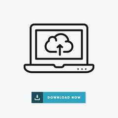 Monitor cloud upload vector icon