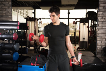 Fototapeta na wymiar gym workout with weights 