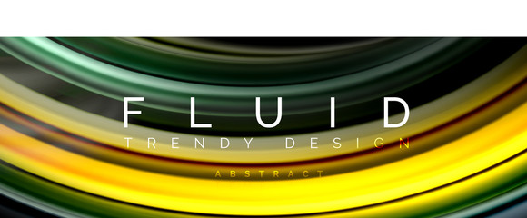 Mixing color waves on black, liquid flowing shapes