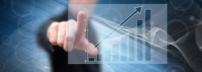 Man touching a financial growth concept