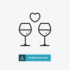 Wine valentines day vector icon