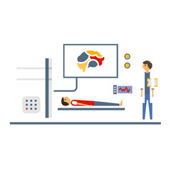 Brain Scanning, Flat Vector Illustration.