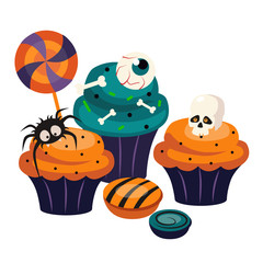 Halloween Sweets and Decorated Cupcakes