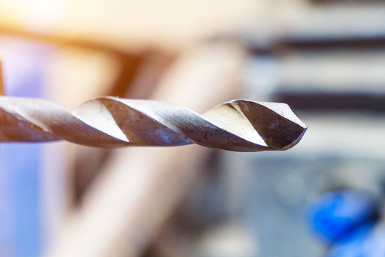 image showing a drill with scratches, macro