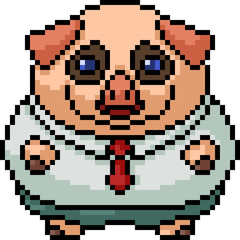 Fototapeta premium vector pixel art pig fat