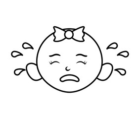 little girl baby crying head character