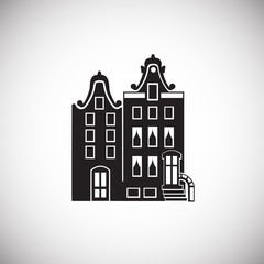 Fototapeta premium Old architecture house on white background icon
