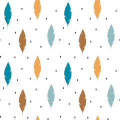 cute colorful feathers ethnic tribal seamless vector pattern background illustration