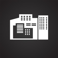 Modern architecture building on black background icon