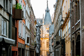 Naklejka premium Street view with ancient buildings in Rouen, the capital of Normandy region in France
