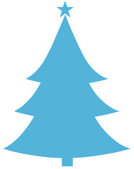 Christmas Tree Blue Flat Icon On White Background