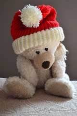 Ours en peluche avec bonnet du père Noël, ourson Saint-Nicolas, fête de Noël, bonne année