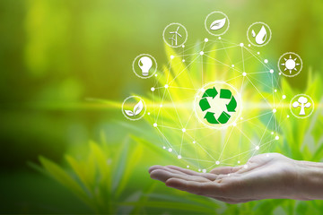 Hand holding with environment Icons