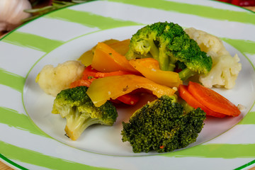 Steamed vegetables  in the plate
