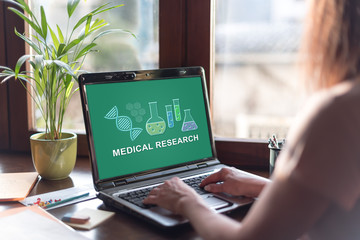 Medical research concept on a laptop screen