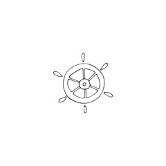 Vector hand drawn isolated element, a steering wheel.