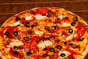 Pizza with sausages