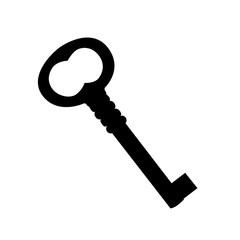 white background vintage key black silhouette