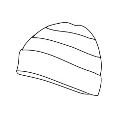 vector, on a white background, contour of a winter hat