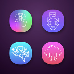 Artificial intelligence app icons set