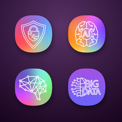 Artificial intelligence app icons set