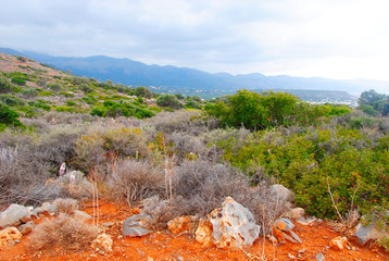 rocky path on a mountain near in Sissi on Crete in Greece