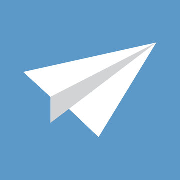 Paper plane  flat icon on isolated transparent background.	