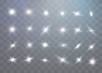 White sparks glitter special light effect. Vector sparkles on transparent background. Christmas abstract pattern. Sparkling magic dust particles