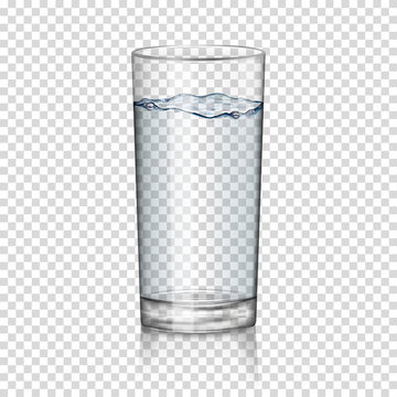 realistic transparent glass of water isolated 