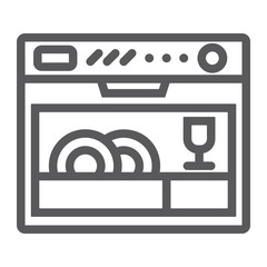 Dishwasher line icon, appliance and kitchen, household sign, vector graphics, a linear pattern on a white background.