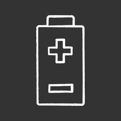 Battery with plus and minus signs chalk icon